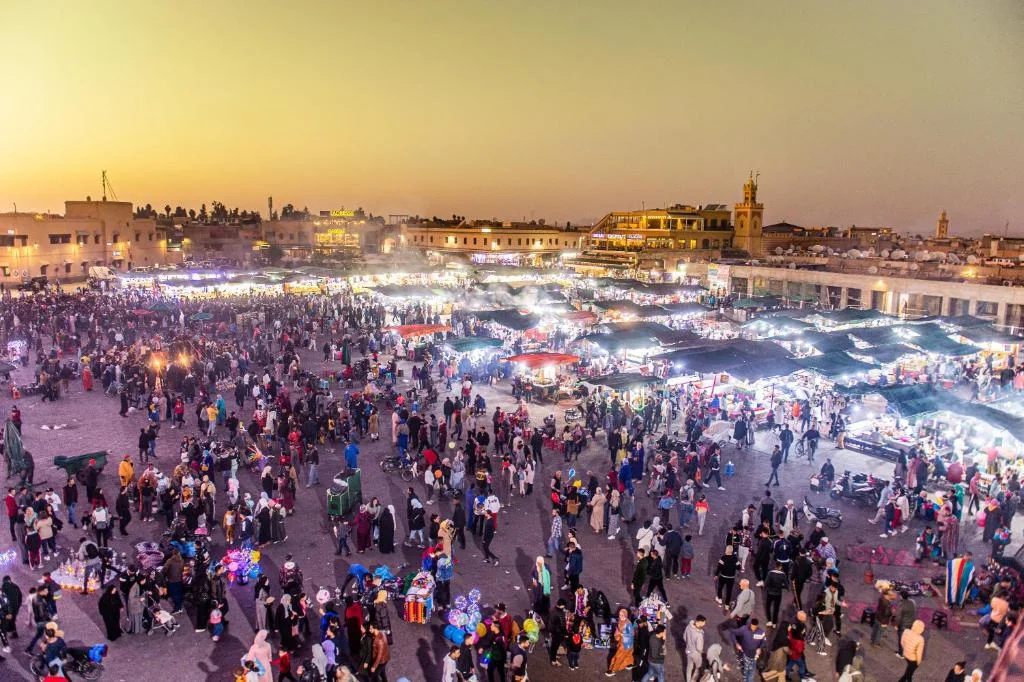 Jemaa el-Fna square in Marrakech near Riad Almonds Marrakech